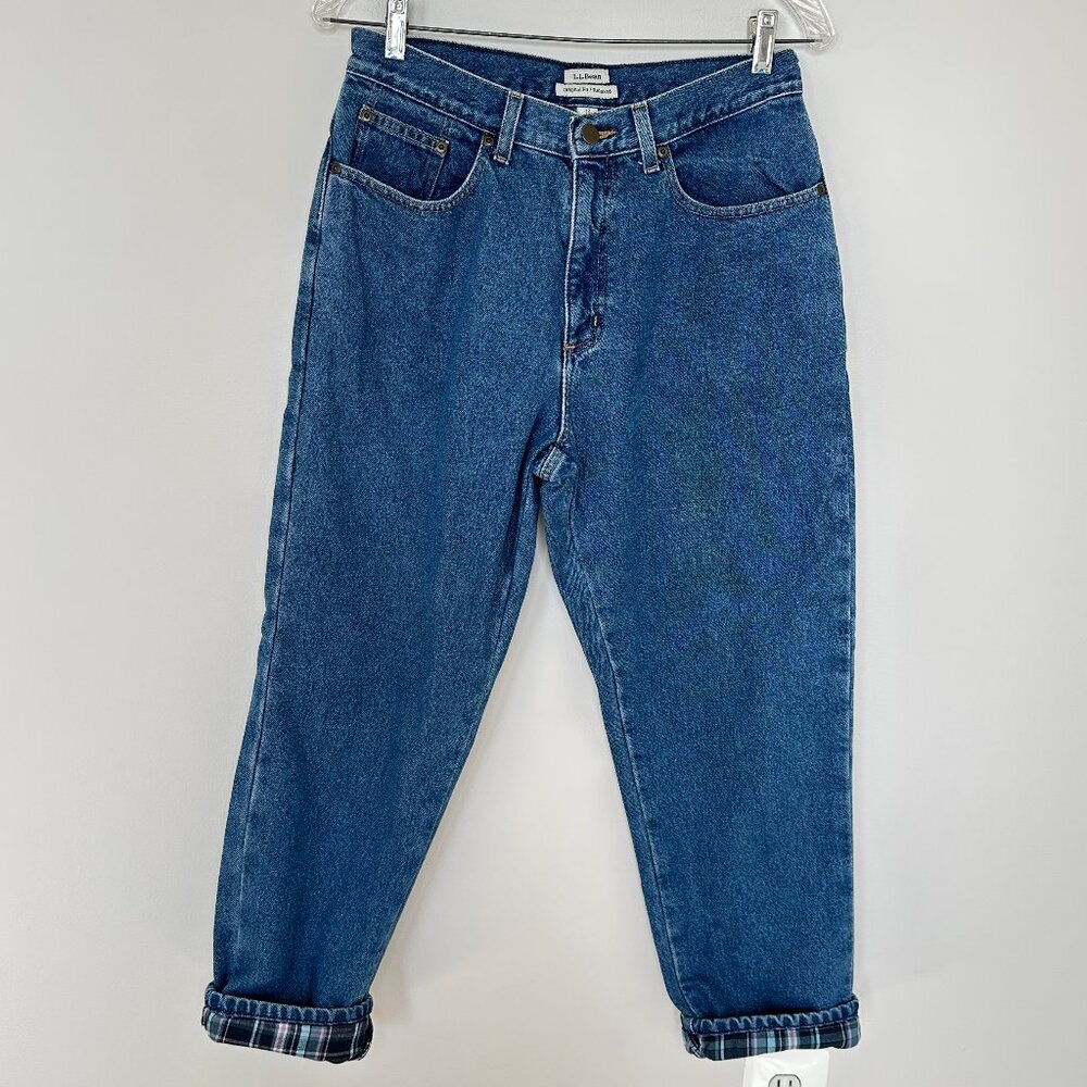 L.L. Bean Women's Original Fit Relaxed Flannel Lined Mom Jeans Size 10 Petite